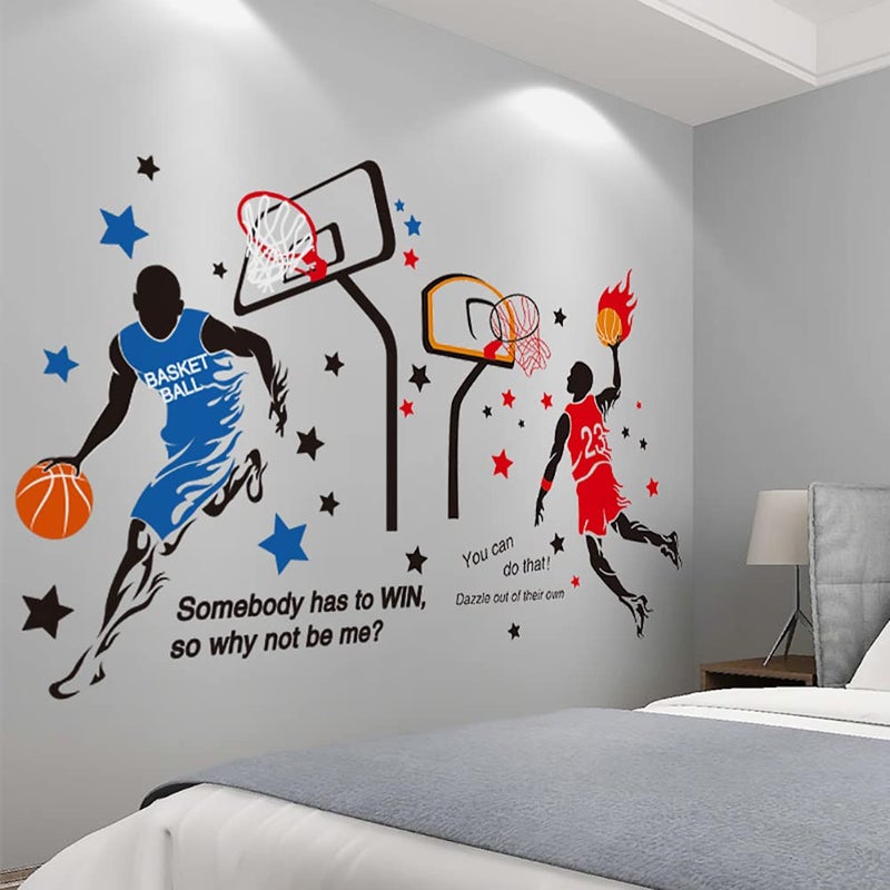 KeLay Fs 3D Basketball Player Wall Decals Decors for Boys Room,Sports Decals Stickers, Basketball Slam Dunk Wall Decors for Boys Bedroom - Image 4